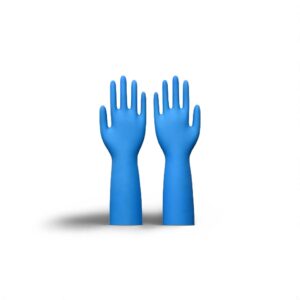 16” nitrile powder free gloves sky blue